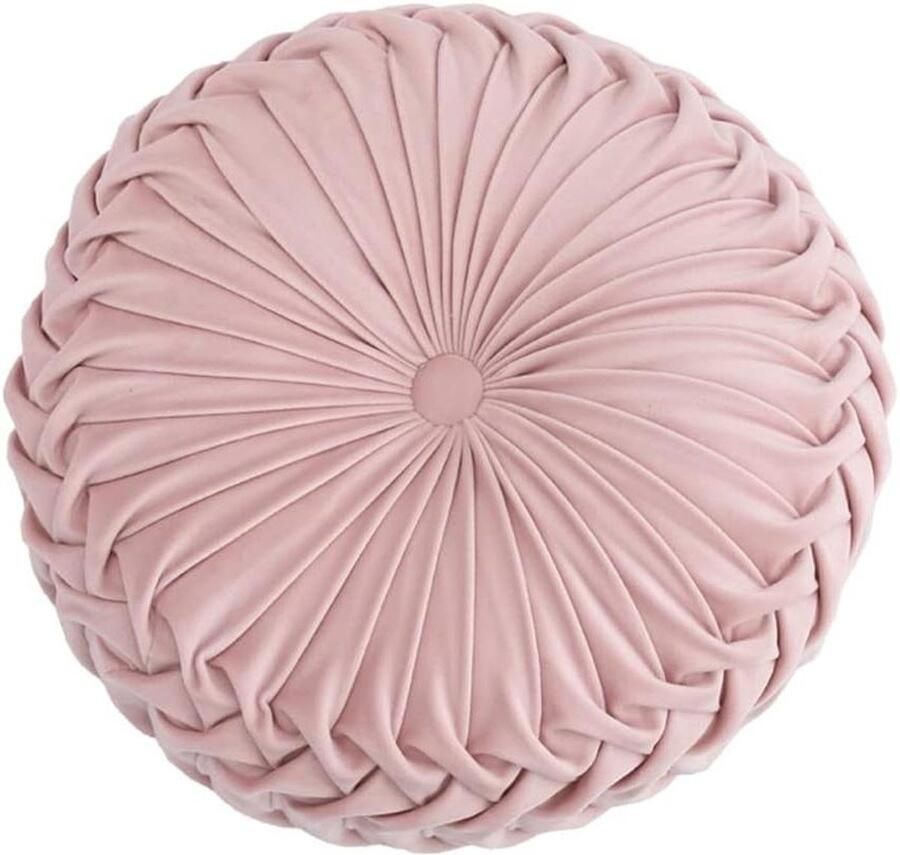 Allecto Plus Ronde Sofa Kussen van 147 inch in Pure Kleur Fluweel Zachte Plooiende Pompoen Kussen voor Thuis Bed en Auto Decoratie (Roze) met Toegevoegde Zoekwoorden