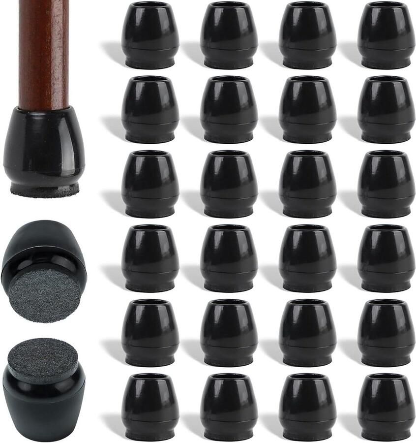 Allecto Plus Ronde stoelpootdoppen 15-20 mm geluidsarme vilten stoelbeschermers antislip en slijtvast beschermen vloer wasbaar en herbruikbaar