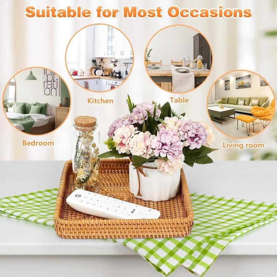 Allecto plus Rotan dienblad voor decoratie en opberg tafel accessoire met toilettank en bureau-organizer