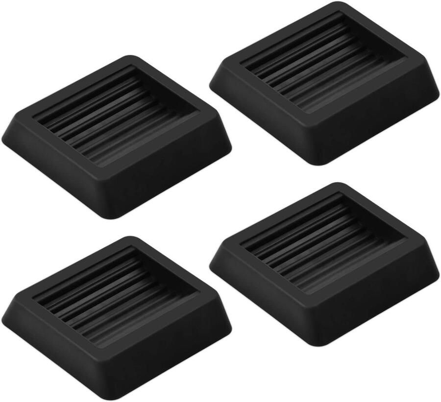Allecto Plus Set van 4 zwarte rubberen meubelonderzetters met wielstoppers en anti-glijdende pads voor meubelpoten van sofa bed Vloerbeschermers met zwenkbekers Voorkom krassen en verschuiven op de vloer