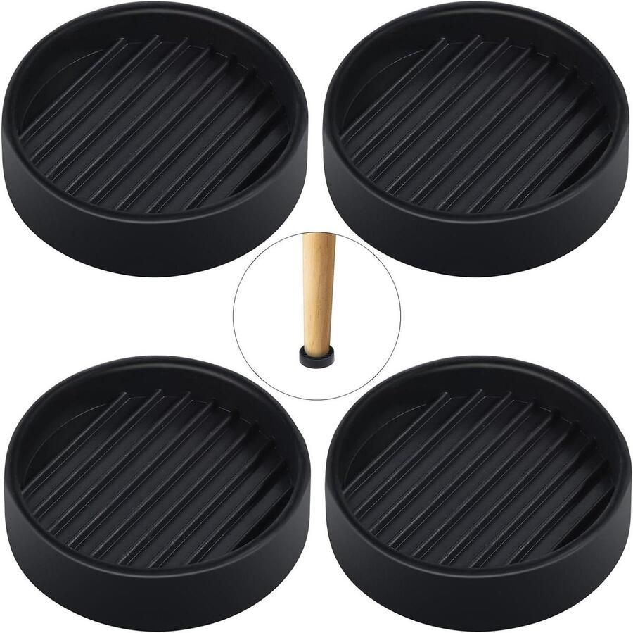 Allecto Plus Rubberen meubelrolpads 50 mm rond Antislipmeubelonderzetters Meubelglijders voor meubelrollen Set van 4