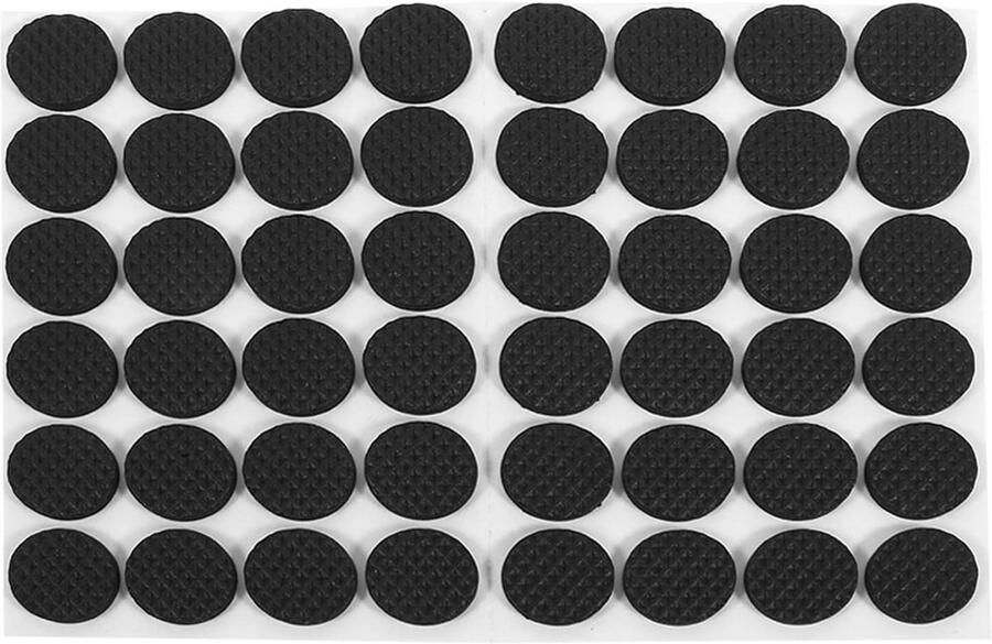Allecto Plus Rubberen Meubelvoetjes Zelfklevend Ronde Pads Meubelbeschermers Zwart Set van 48 stuks