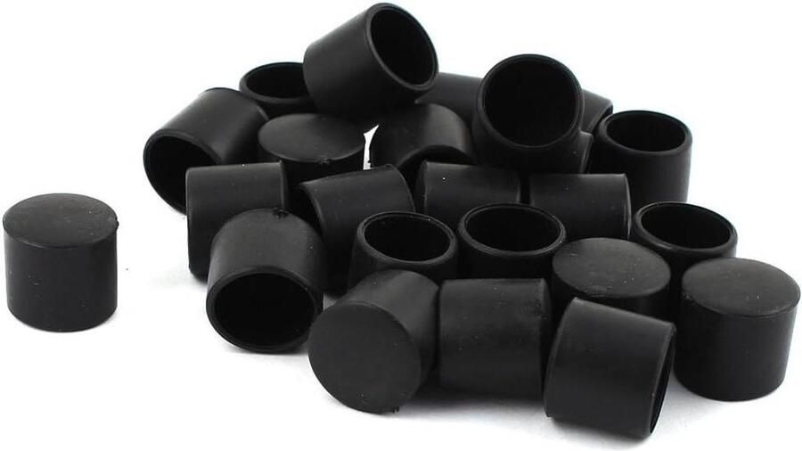 Allecto plus Rubberen Ronde Tafel Stoel Voetbeschermer 12 mm Binnenste Diameter Set van 24 Stuks