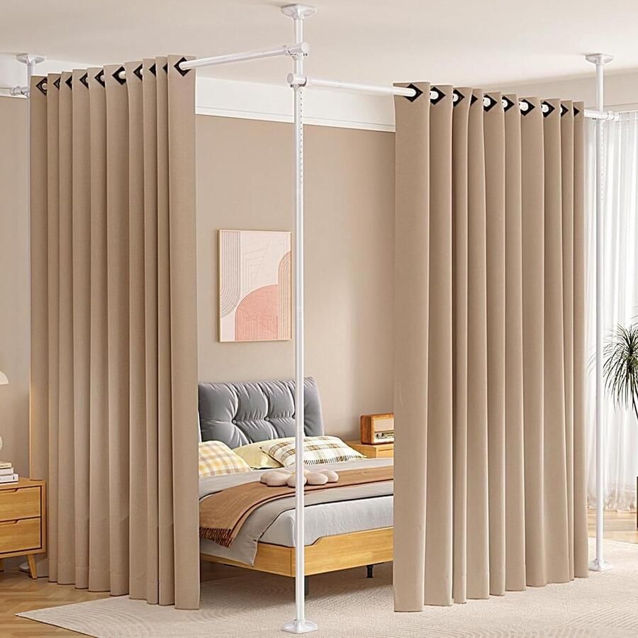 Allecto Plus Ruimteverdeler voor ruimtescheiding verstelbaar zonder boren heavy-duty scheidingswand 227-312 cm (H) 71-290 cm (B) spanningsgordijnstandaard