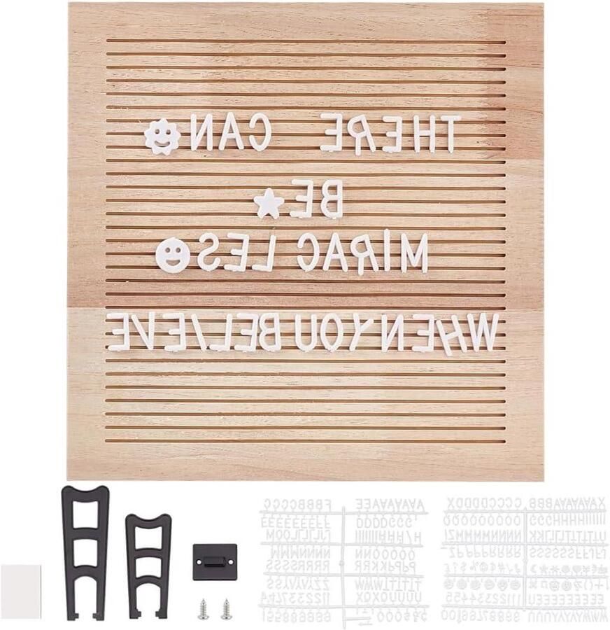 Allecto plus Rustiek Letterbord 25x25cm voor Terug naar School Houten Letter Board met Letters Farmhouse Message Board voor Bureau