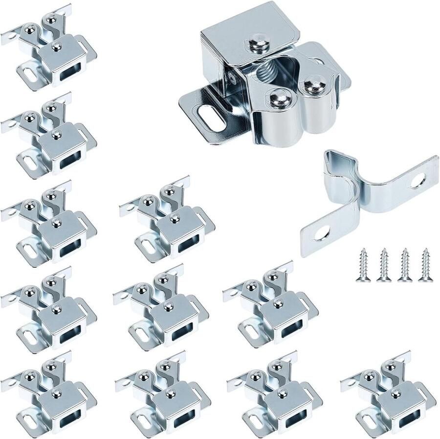 Allecto plus 12 Delige Set Roestvrijstalen Meubelvergrendelingen met Schroeven voor Kasten Kledingkasten en Keukenmeubels