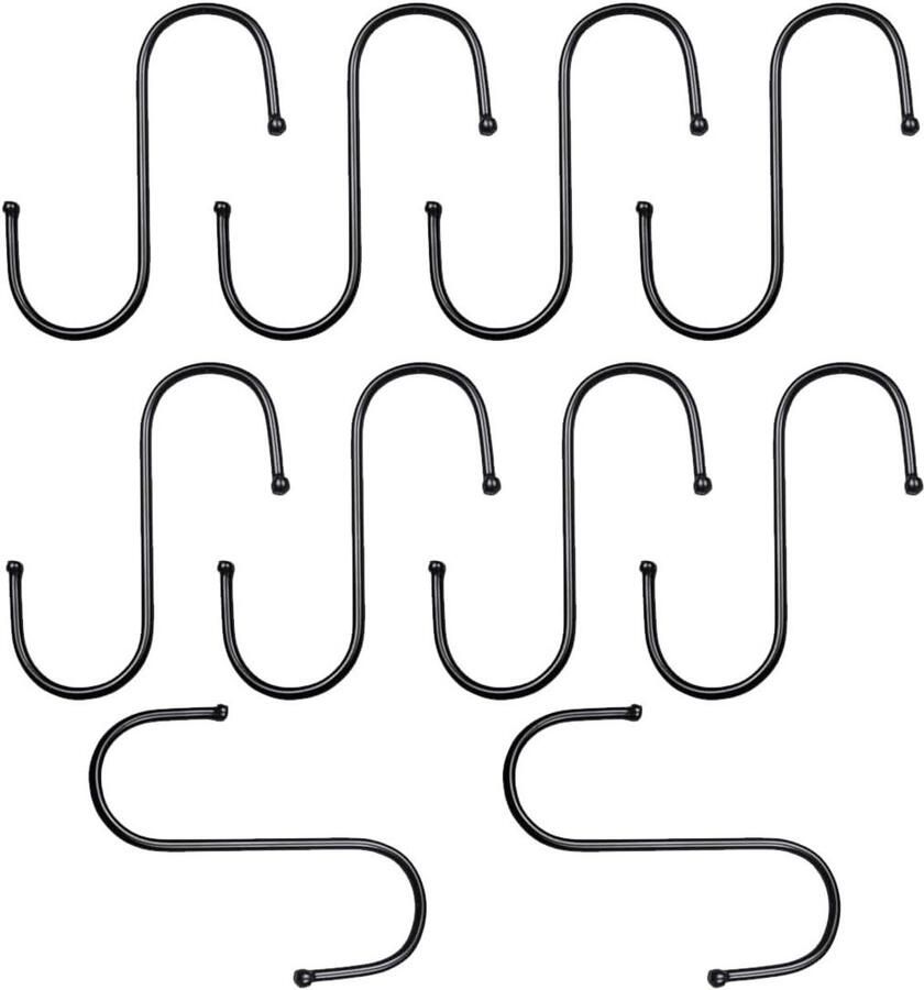 Allecto Plus WeddHuis S 10 stuks S haken zwart Ø tot 30mm aluminium haken keuken garage kast tuin potten pannen ophangen