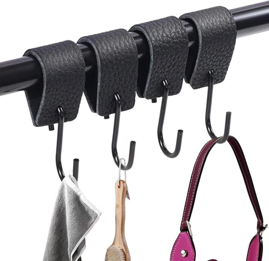 Allecto plus S-haken met leren lus voor keuken badkamer kledingkast