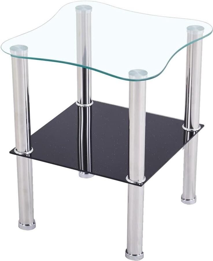 Allecto plus Salontafel glas veiligheidsglas bijzettafel zwart 40x40x47 cm