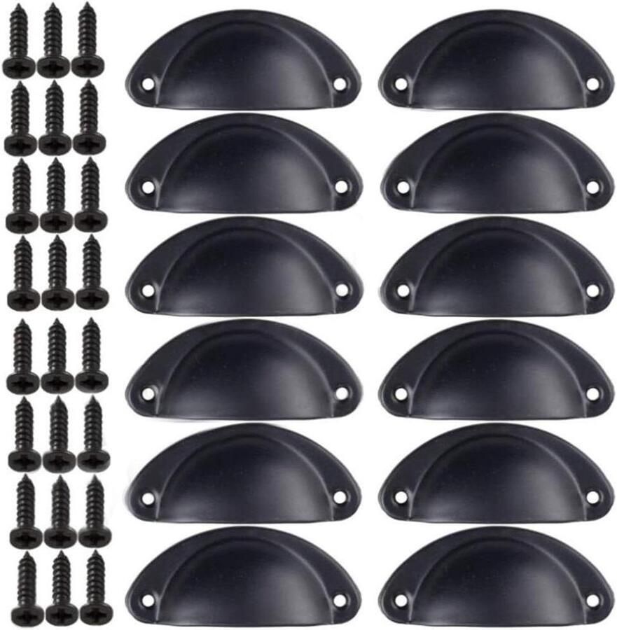 Allecto Plus Schelpgreep 12 stuks voor laden en deuren Antiek design Inclusief schroeven Keukenkastjes Vintage meubelbeslag