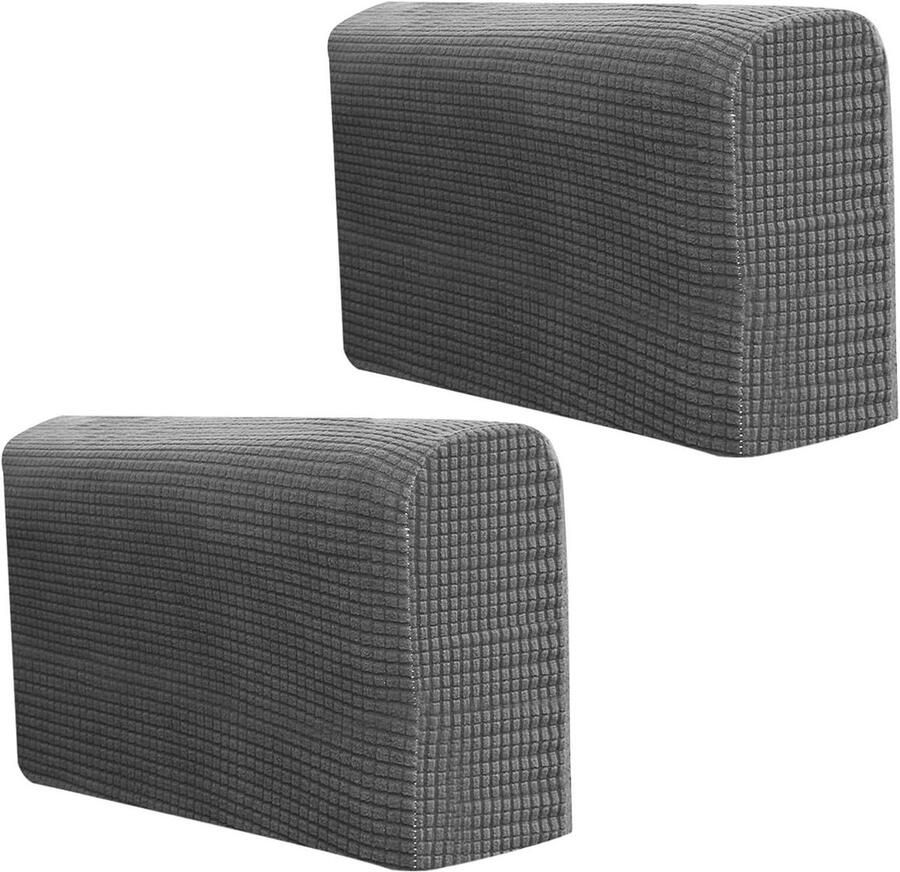 Allecto plus Set met armleuningen voor stoel en bank zachte verdikte hoes antislip 2 stuks pak donkergrijs