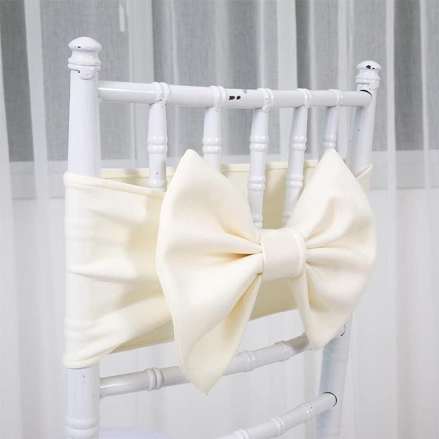 Allecto plus Set van 10 Elastische Stoelhoes Sjerpen voor Bruiloft en Verjaardagsfeest Banket Stoeldecoratie met Strikdetail