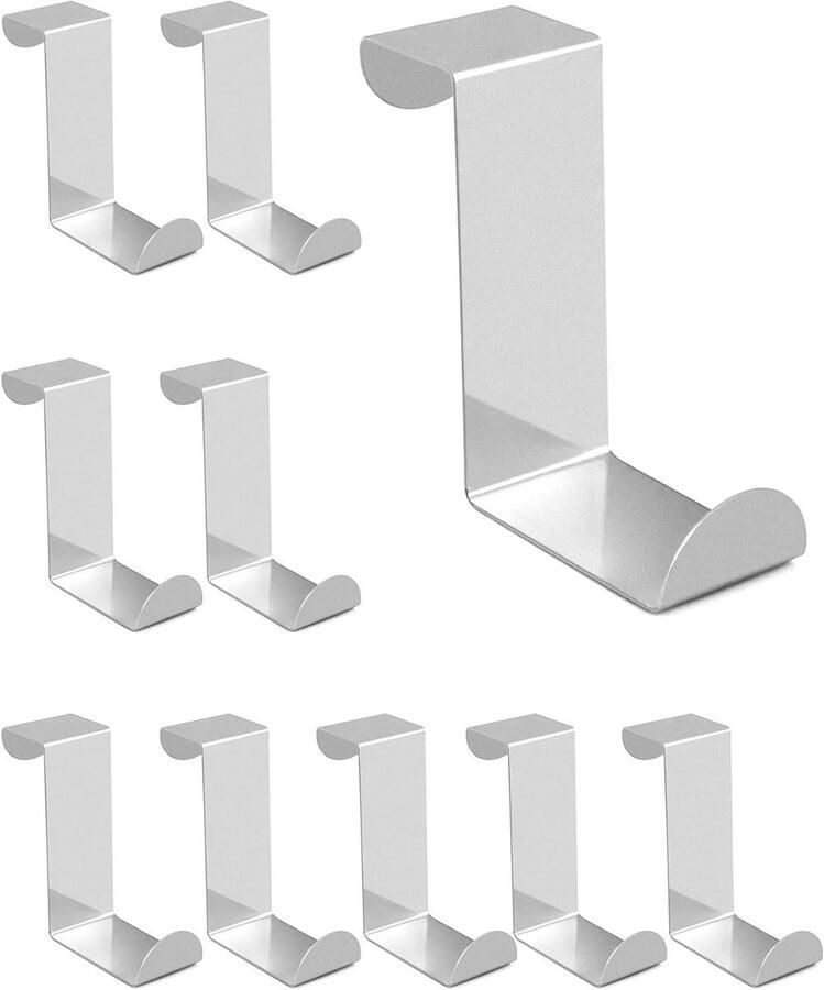Allecto plus Pak van 10 Z-vormige roestvrijstalen haken om op te hangen Deurhaken voor deurkozijnen kasten laden