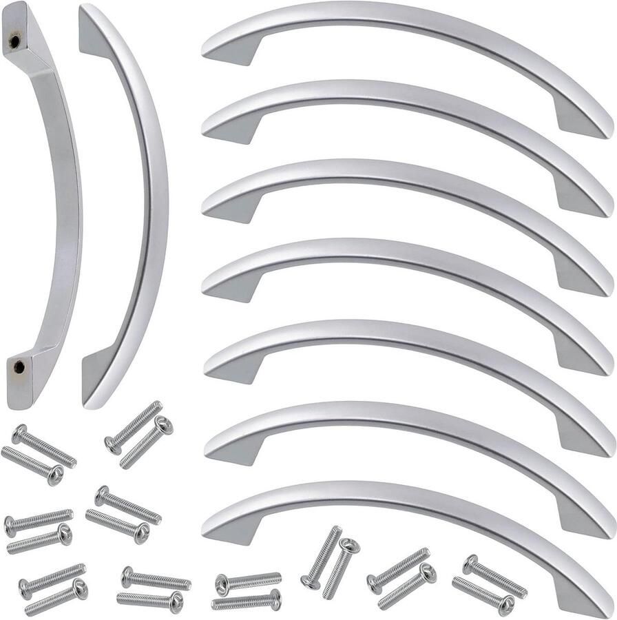 Allecto plus Set van 10 handgrepen voor meubels asafstand 96 mm kastdeuren lade interieurdecoratie keukenmeubel commode montage metaal mat zilveren afwerking