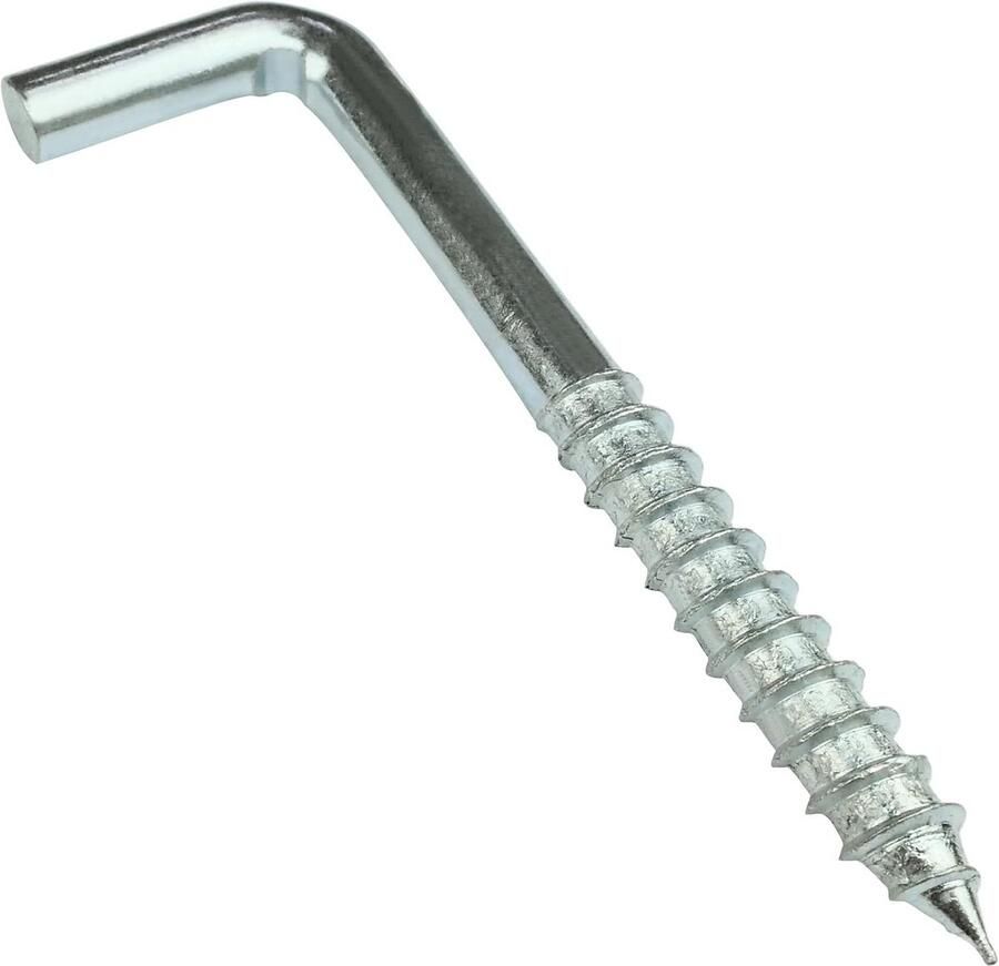 Allecto plus Set van 10 L-vormige schroefhaken Ø 8x80mm Zelftappende vierkante haken van verzinkt staal Zilverkleurig Handig voor ophangen kledingrekken Duurzaam materiaal