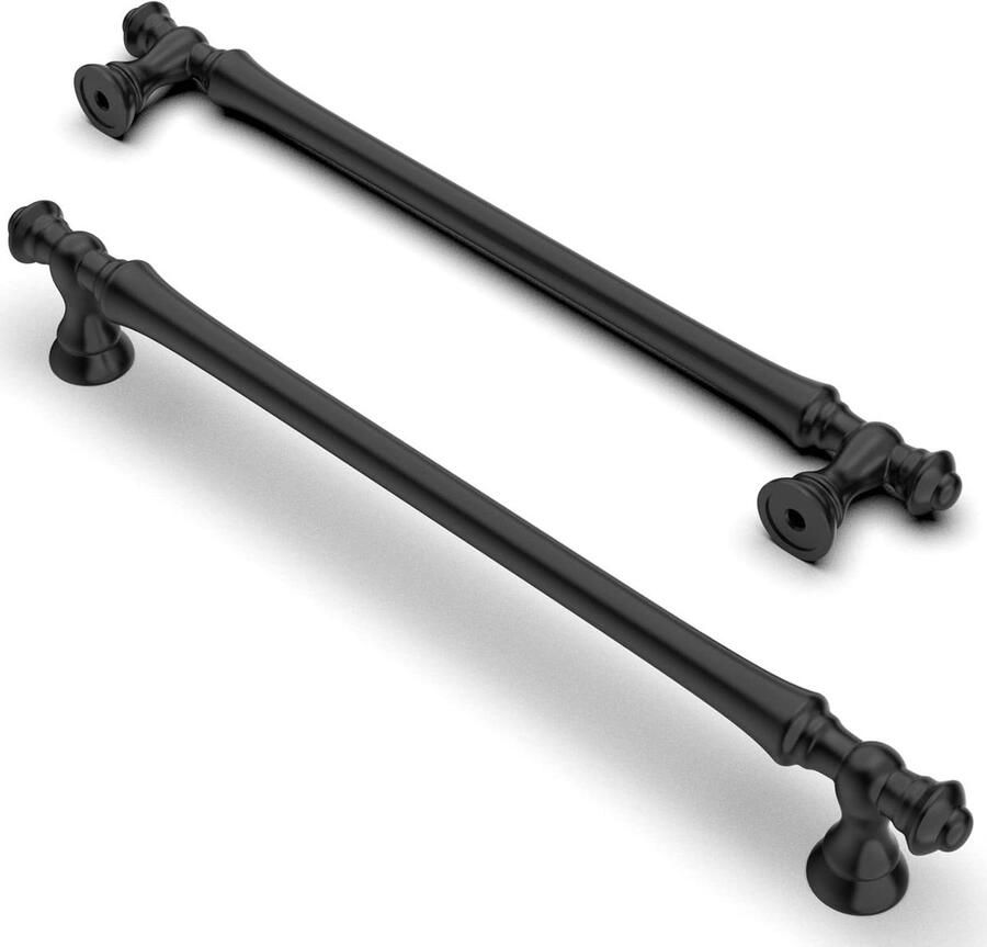 Allecto plus Set van 10 Mat Zwarte Deurgrepen 192 mm Zink legering Modern Meubelbeslag voor Keuken Kantoor Laden en Kasten