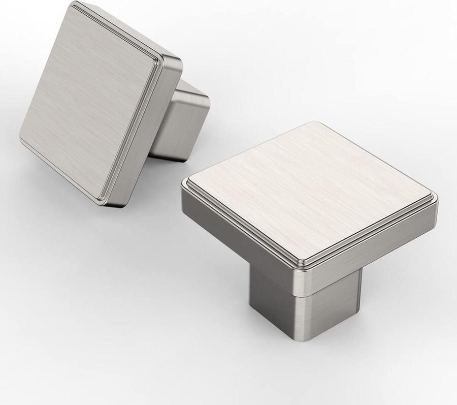 Allecto plus Set van 10 Meubelknoppen in Geborsteld Nikkel voor Kasten en Lades