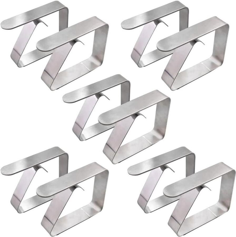 Allecto plus Set van 10 roestvrijstalen tafelkleedclips voor restaurants en picknicks