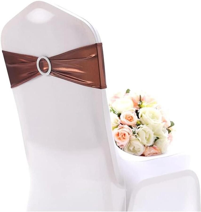 Allecto plus Set van 10 Stretch Stoelbogen voor Bruiloft en Evenement Decoratie met Slider Gesp Elastisch en Spandex Geschikt voor Grote Gelegenheden Party Hotel Witte Stoelhoes Apart Verkrijgbaar