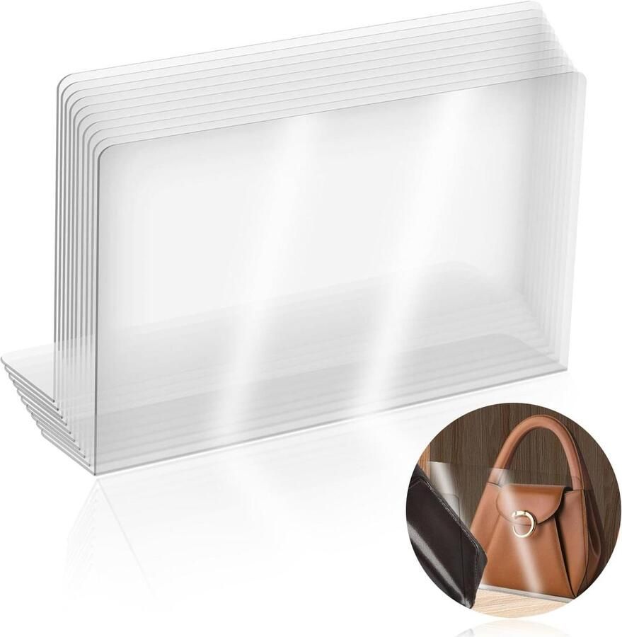 Aanpassing titel: 10 Pcs Transparent Wardrobe Divider Acrylic Shelf Divider for Bedroom Kitchen Cabinets and Organization