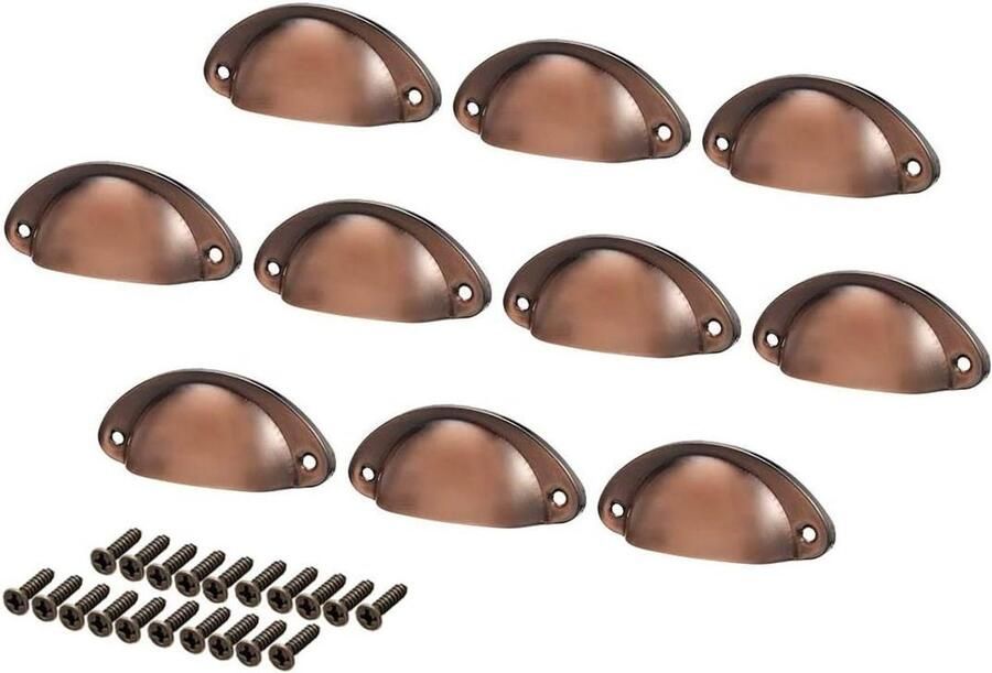 Allecto plus Set van 10 Vintage Antieke Lade Pull Handgrepen in Groen Brons Keukenkast Deurkast Meubilair Knoppen met Schroeven