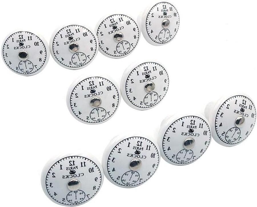 Allecto plus Set van 10 x keramische deurknoppen in Vintage Shabby Chic stijl met Parijs klok motief voor antieke kasten