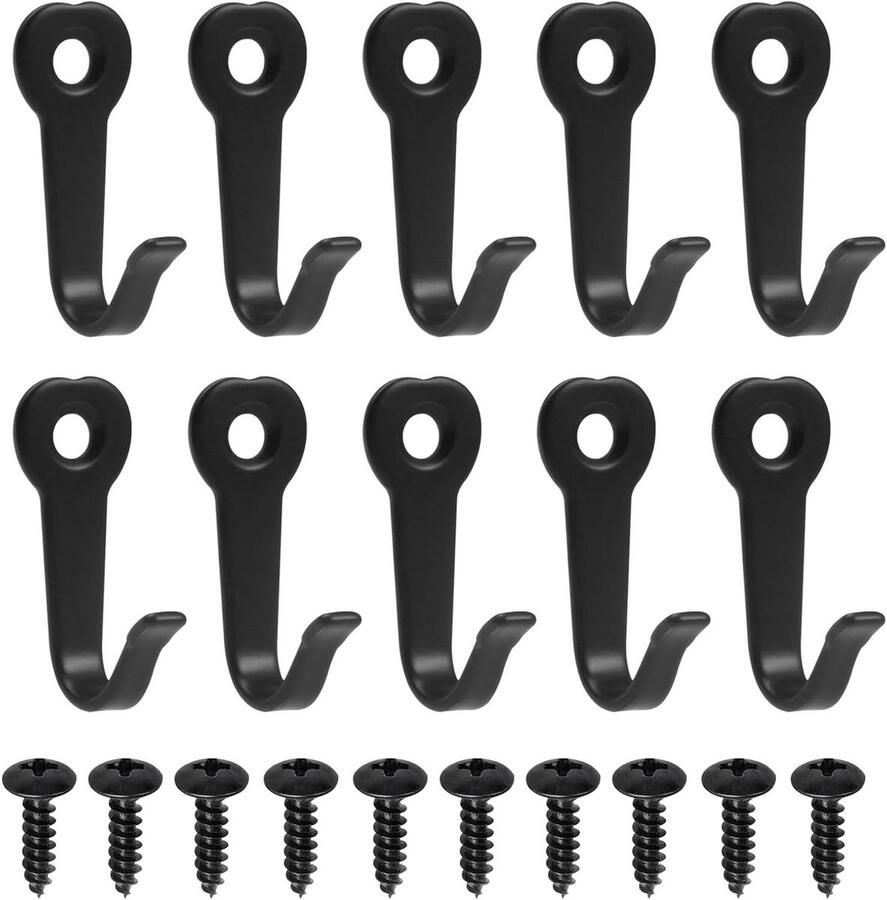 Allecto Plus Set van 10 zwarte metalen kapstokhaken voor keuken badkamer kantoor Rustiek design Inclusief schroeven