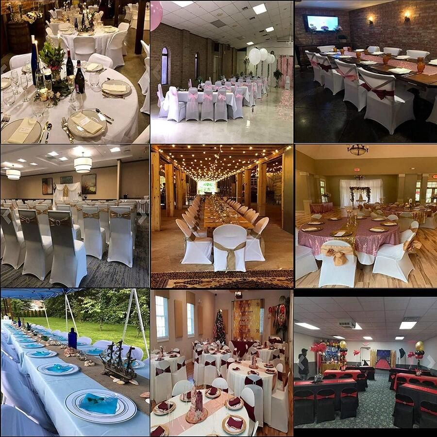 Allecto plus Set van 10 zwarte stoelhoezen van stretch spandex lycra voor bruiloft en banket ceremonie Elastische eetkamerstoel beschermers