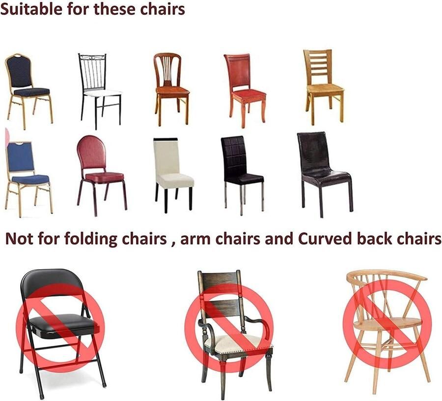 Allecto plus Set van 10 zwarte stoelhoezen voor bruiloften Spandex Lycra stretch Elastische eetkamerstoelbeschermers Geschikt voor banketten