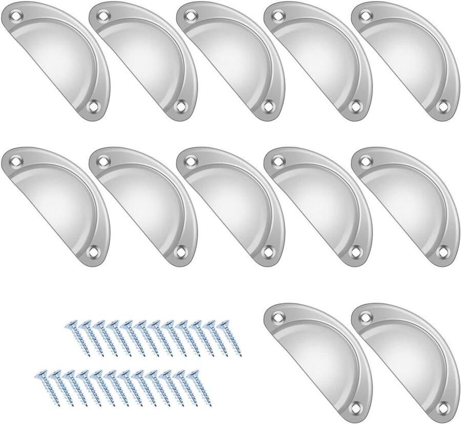 Allecto Plus Set van 12 antieke schelpgrepen vintage brons voor keukenkasten Sierlijke meubelgrepen inkl. schroeven