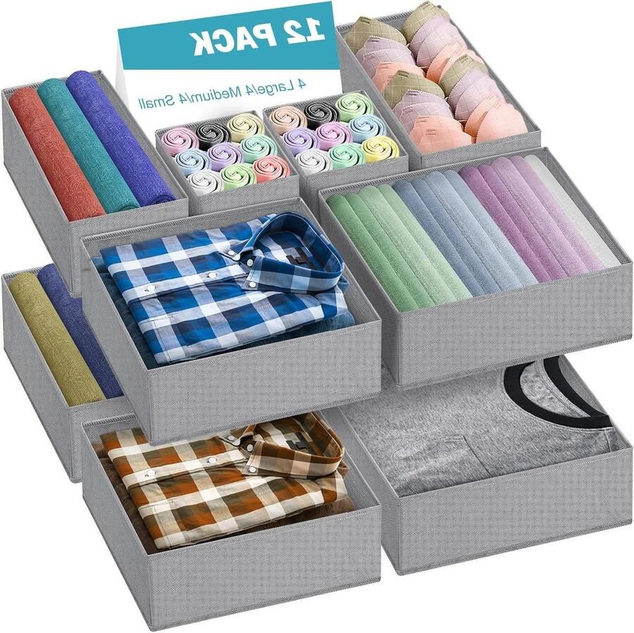 Inovra Plus Set van 12 Kledingkast-Organizers voor Babykleding en Sokken opvouwbare Opbergdozen