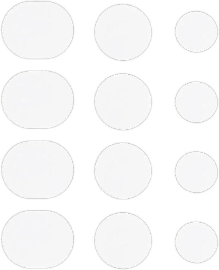 Allecto Plus Set van 12 Zelfklevende Hakpleisters voor Schoenen en Kleding Hakbescherming en Gatroosters Reparatie Ronde Vorm Wit