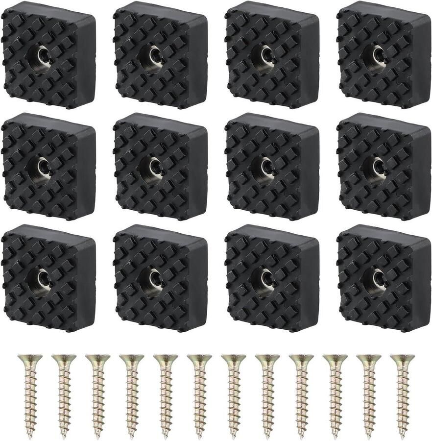 Allecto plus Set van 12 zwarte rubberen meubelvoetjes met schroefdraad en antislip Hoogwaardige elastische buffers voor meubelpoten Bescherming meubelglijders voor tuinstoelen Geschikt voor alle soorten meubels