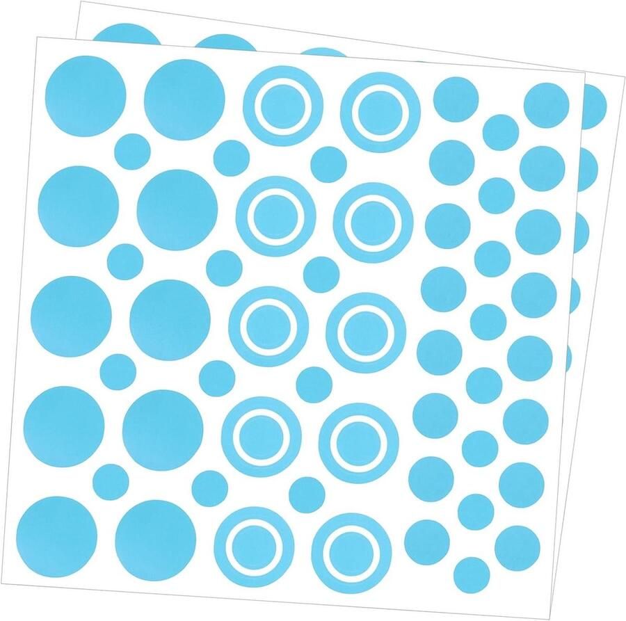 Allecto plus Set van 132 ronde stippen wandstickers PVC afneembaar voor slaapkamer lichtblauw borduurwerk klasse
