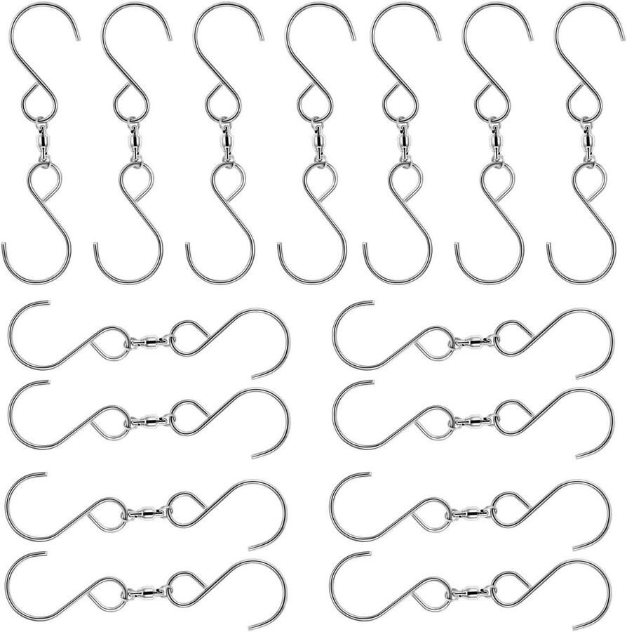 Allecto Plus Set van 15 roestvrijstalen S-haken voor kledingkast keuken en badkamer. Optimaliseer je opbergruimte!