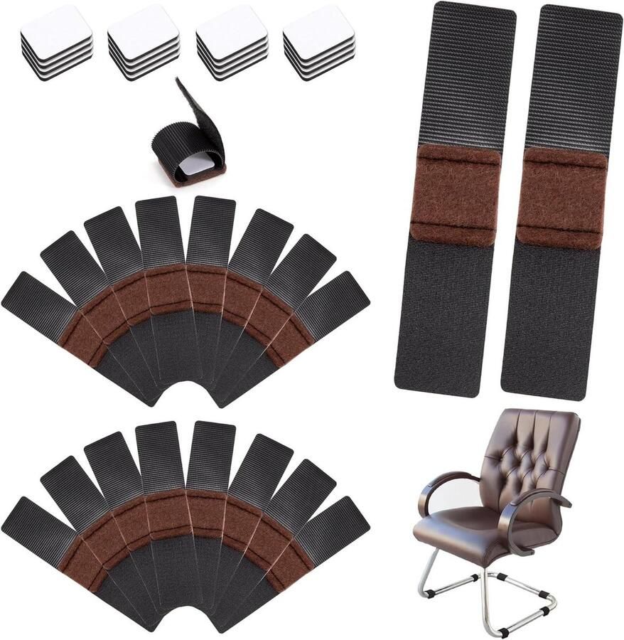 Allecto plus Set van 16 meubelvilt pads zwart zelfklevend en herbruikbaar. Beschermt vloeren tegen krassen