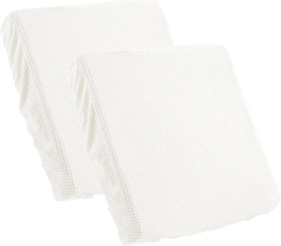 Allecto plus Set van 2 bankkussenhoezen 50x50cm Wit polyester elastisch en wasbaar met antislip Bankovertrek voor elastische vloer