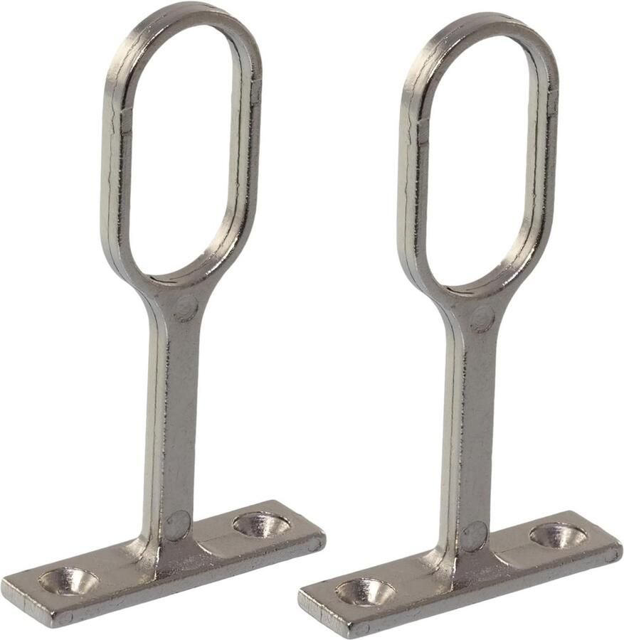 Allecto Plus Set van 2 centrale steunen voor ellipsvormige garderobestang 15x30 mm metaal verchroomde afwerking opbergkast ophanging kledingopstelling Steunen voor garderobestang Kledingkast accessoires