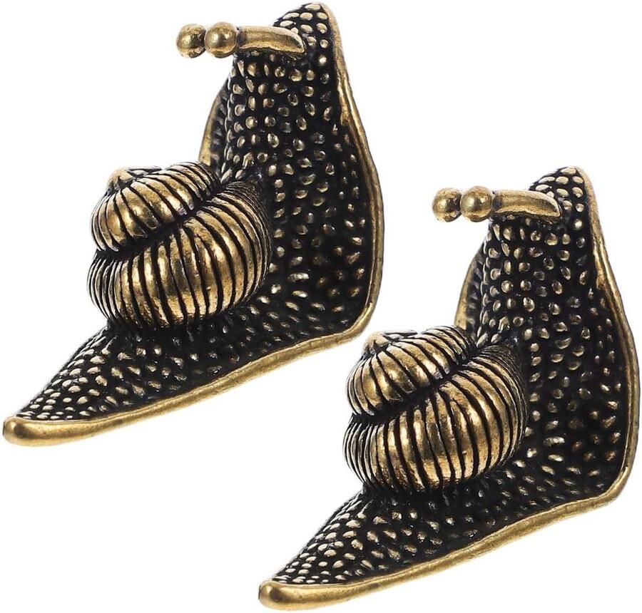 Allecto Plus Set van 2 Decoratieve Messing Slakken voor Binnen en Buiten Miniatuur Beeldjes voor Thuis Decoratief Dier Ornament Tafel Decoratie Verzamelobject met Indoor Outdoor Sculptuur Decoratie Artikel met Slak