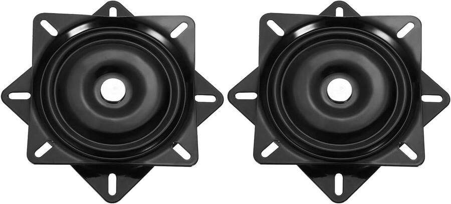Allecto plus Set van 2 draaibare 6 inch montageplaten voor barkrukken 360° vervanging Vierkante sokkel Halfkogellagers Zwart Geschikt voor stoelen en tafels Afmetingen: 152 x 2 mm