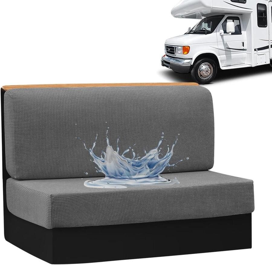 Allecto Plus Set van 2 Duurzame Caravanstoelhoezen Bescherming voor Camperstoel Stretch Stoelhoezen Comfortabele Caravankussens Eettafelkussens voor Camper Ademende Bank-stoelhoezen Ideaal voor Aanhanger 2 Stuks