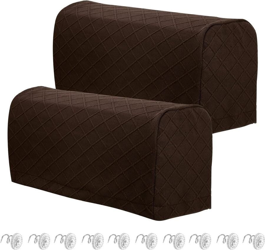 Allecto Plus Elastische Armleuninghoezen Set van 2 Antislip Bescherming Verstelbaar Voor Banken Stoelen Koffietafels Armleuningbeschermers met Draaibare Pen