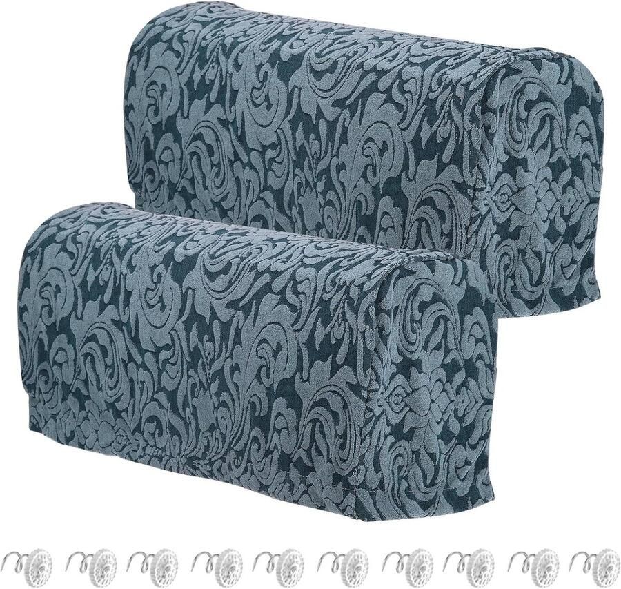 Allecto plus Set van 2 elastische armleuninghoezen voor bank Groen Antislip armleuningbeschermers Meubelbescherming Stoelhoezen Kantelbaar