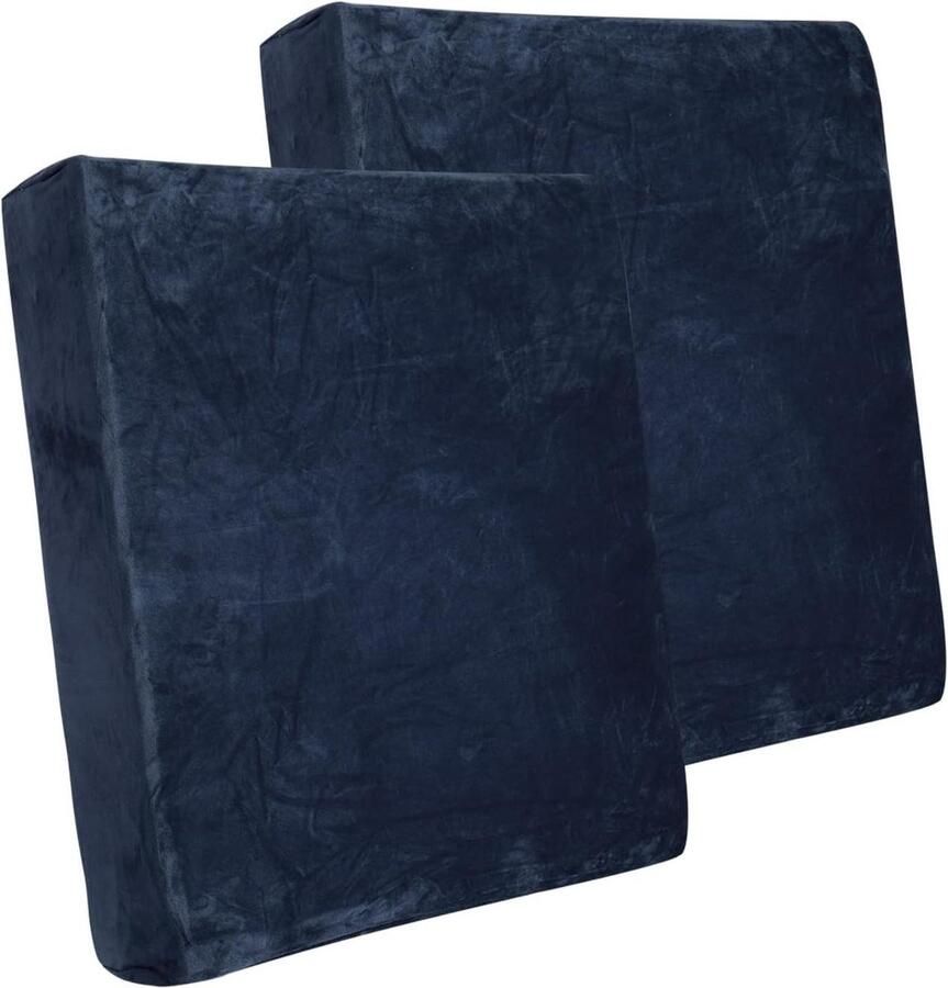 Allecto plus Set van 2 elastische bankhoezen voor eenpersoonsbed wasbaar marineblauw Meubelbescherming met extra kussens