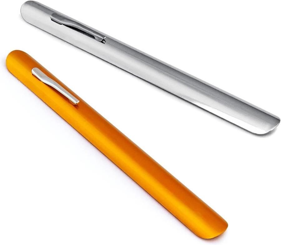 Allecto Plus Set van 2 gebogen kruimelverzamelaars van roestvrij staal voor eenvoudige reiniging van tafelkleden Ideaal voor restaurants en servers Goud en zilver Kantoor en Horeca