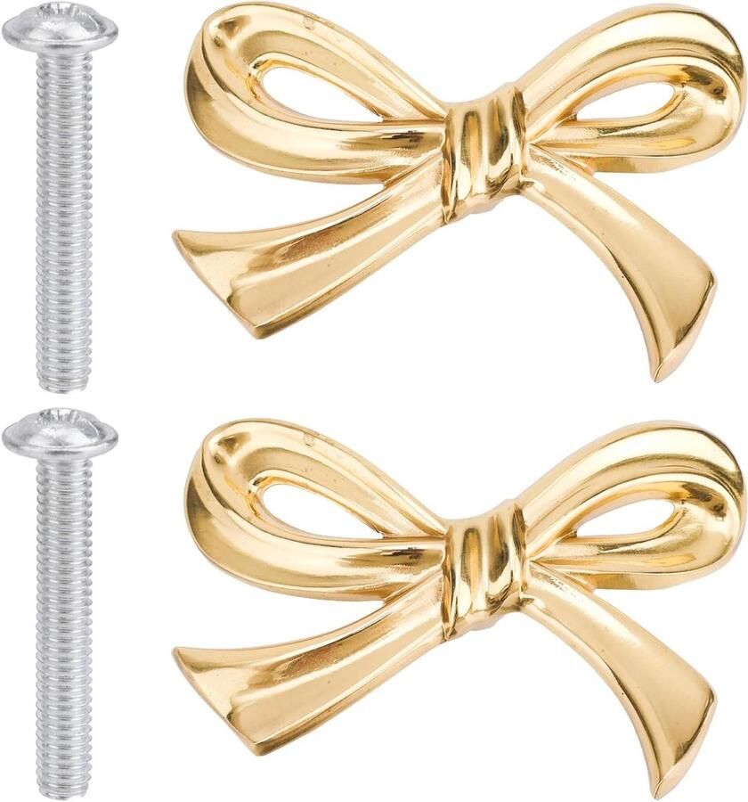Allecto plus Vintage Gouden Dresser Knoppen 2 stuks Decoratieve Bow Knoppen Kast Garderobe Handgrepen