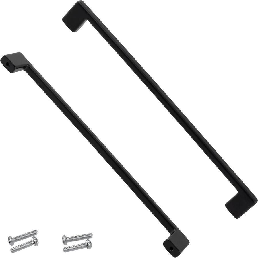 Allecto plus Set handgrepen meubels 192 mm kastdeuren ladekeuken woonkamer metaal matzwart inclusief montage benodigdheden