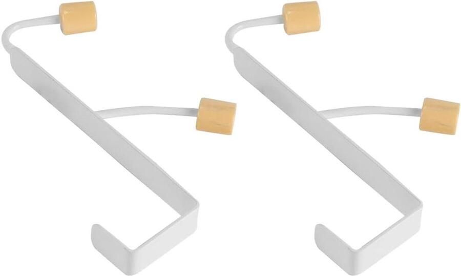 Allecto plus Set van 2 Houten Over-de-deur Hangers met Dubbele Haak voor Jassen Hoeden en Handdoeken Kapstokhaken zonder Boren