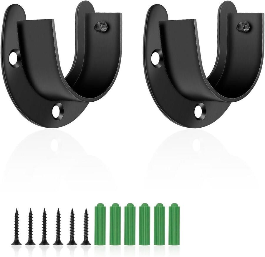 Allecto Plus Set van 2 kledingstanghouders van roestvrij staal 38 mm Voor garderobe en gordijnstang Badkameraccessoire