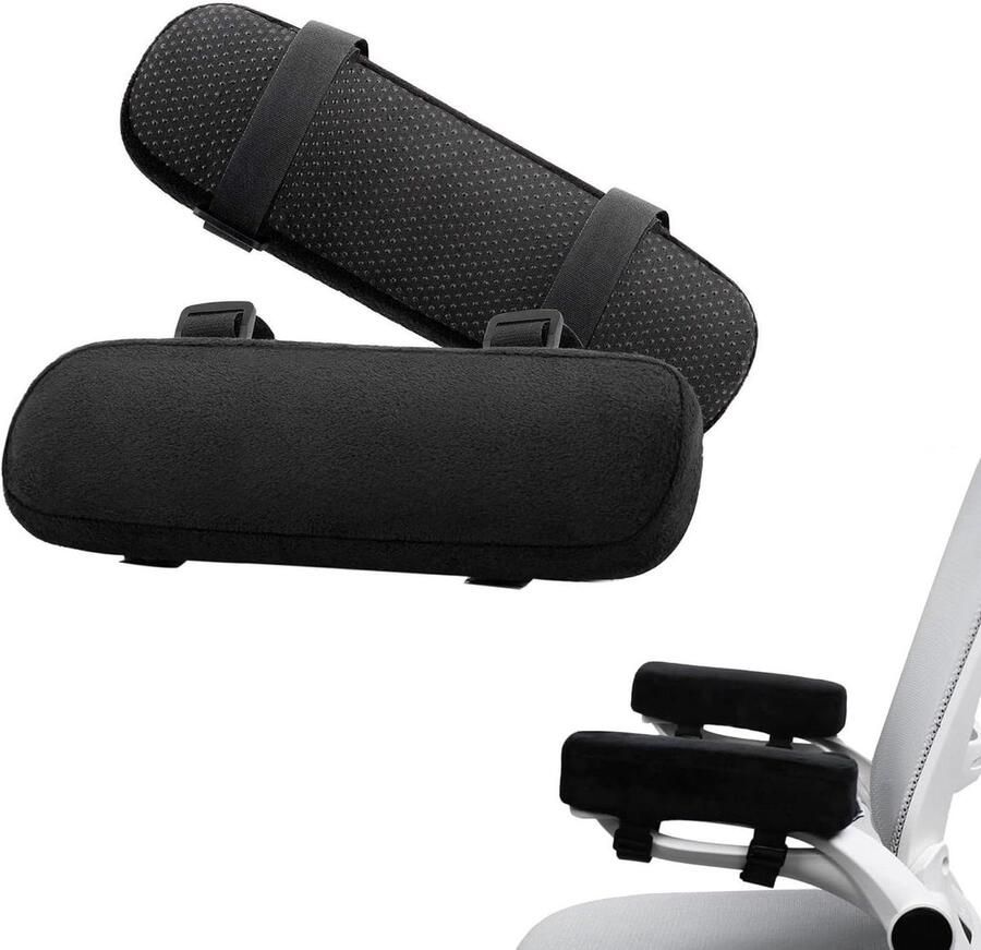 Allecto Plus Set van 2 koele gel kussen armleuningen voor bureaustoel met afneembare hoezen